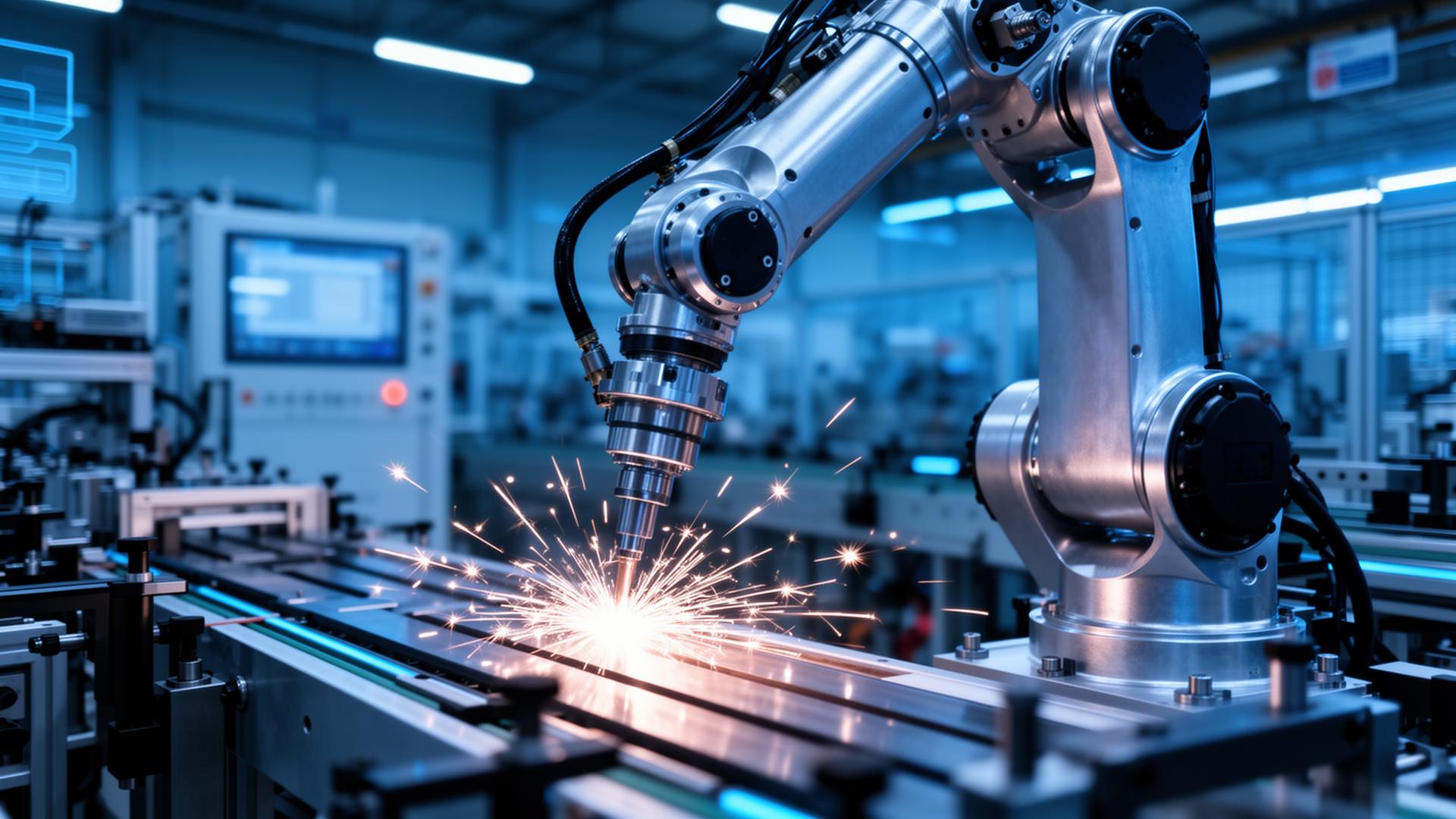 Industrieroboter auf automatisierter Fertigungslinie